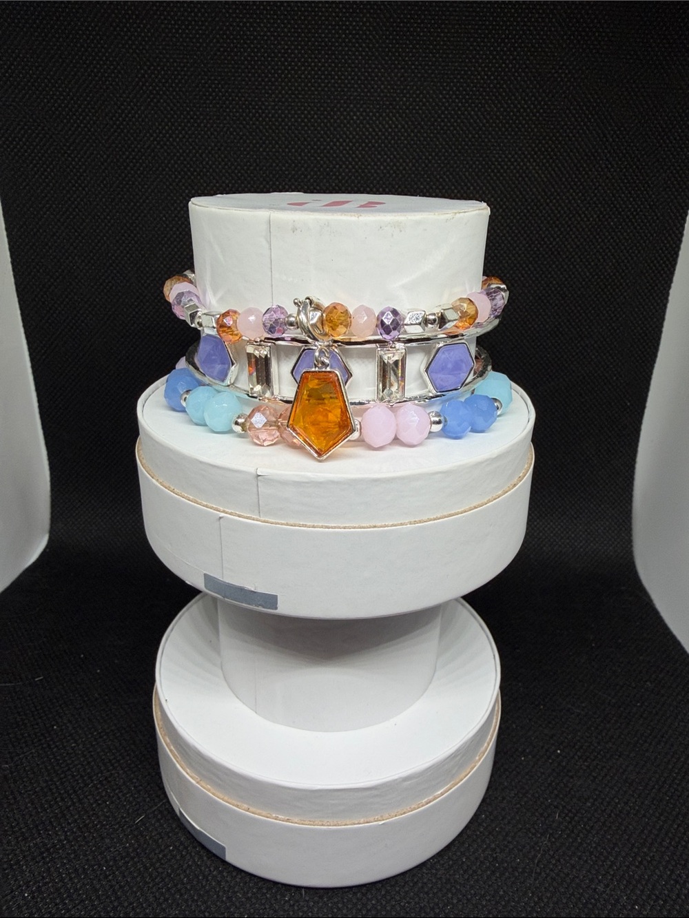 Multi-Color Beaded Charm Bracelet Fall Stack- Pastel Gemstone Accents